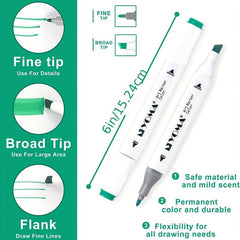 80 Dual Tip Sketch Markers Set for Artists, Kids - Christmas Halloween