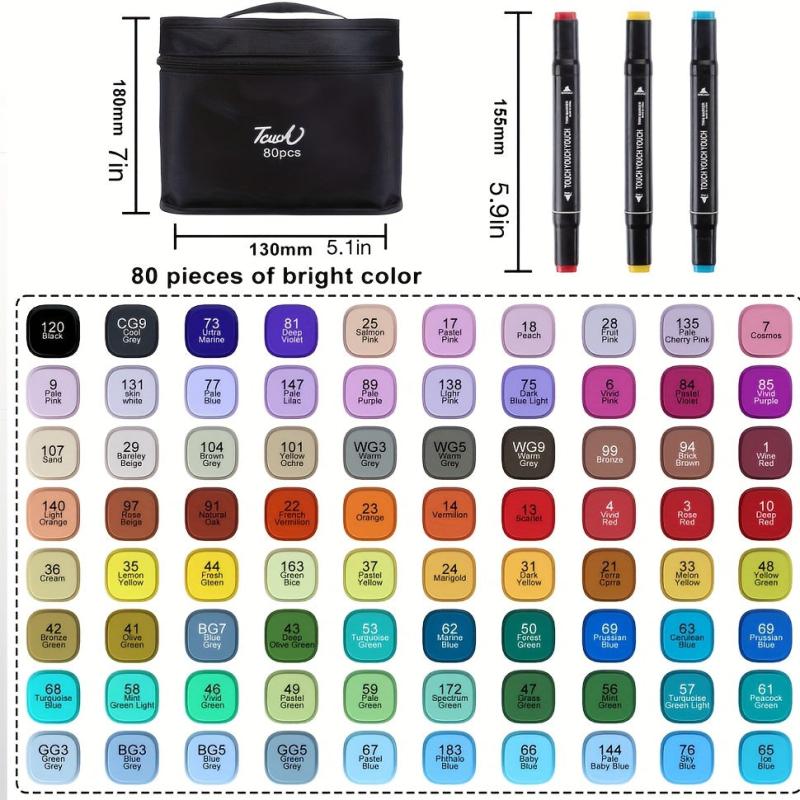 80 Dual Tip Sketch Markers Set for Artists, Kids - Christmas Halloween