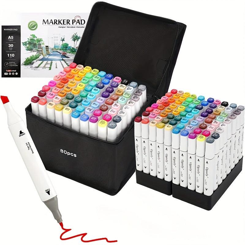 80 Dual Tip Sketch Markers Set for Artists, Kids - Christmas Halloween