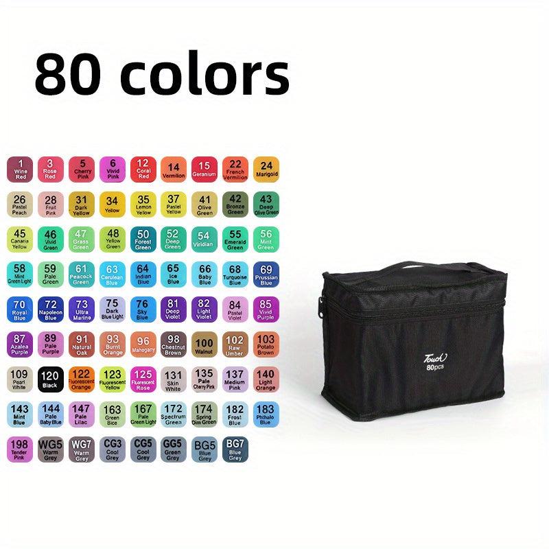 80 Dual Tip Sketch Markers Set for Artists, Kids - Christmas Halloween