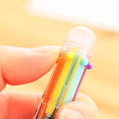 2pcs Cartoon Multicolor Ballpoint Pens 0.5mm 6 Colors 5.51inch