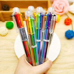2pcs Cartoon Multicolor Ballpoint Pens 0.5mm 6 Colors 5.51inch