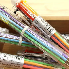 2pcs Cartoon Multicolor Ballpoint Pens 0.5mm 6 Colors 5.51inch
