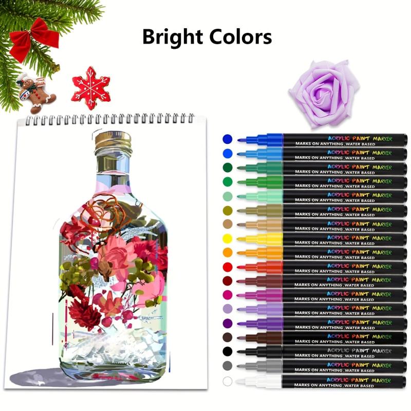18 Acrylic Paint Pens for Rock Painting Waterproof Paint Markers DIY Craft