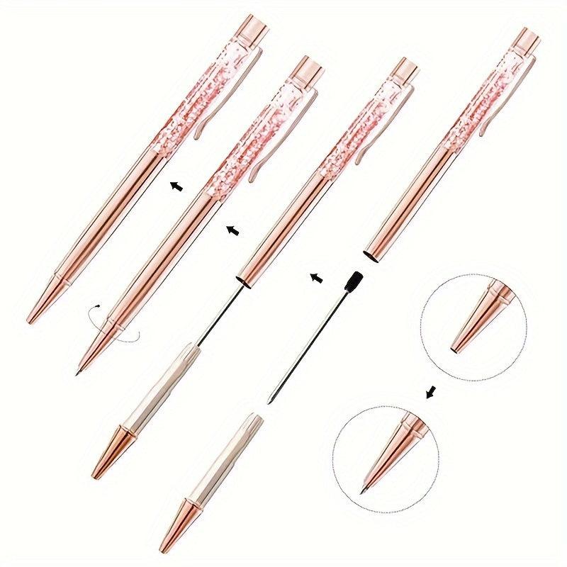 Rose Golden Ballpoint Pen Metal Pen Jewelry Liquid Ink Office Supplies Gift Pen