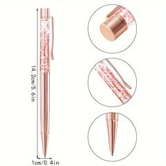 Rose Golden Ballpoint Pen Metal Pen Jewelry Liquid Ink Office Supplies Gift Pen