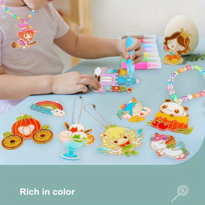 DIY Coloring Graffiti Pendant Baking Crystal Glue Painting Pendant Toy