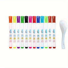 Watercolor Floating Pens Set - 12 Colors with Spoons for Water Painting