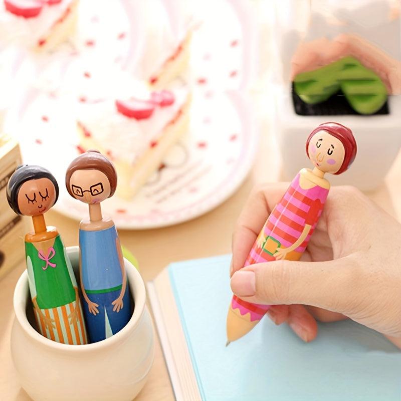 4pcs Novelty Doll Ballpoint Pens 0.7mm Refill Business Home Office Supplies