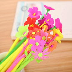 12pcs 0.5mm Flower Shaped Gel Ink Pens Office School Supplies