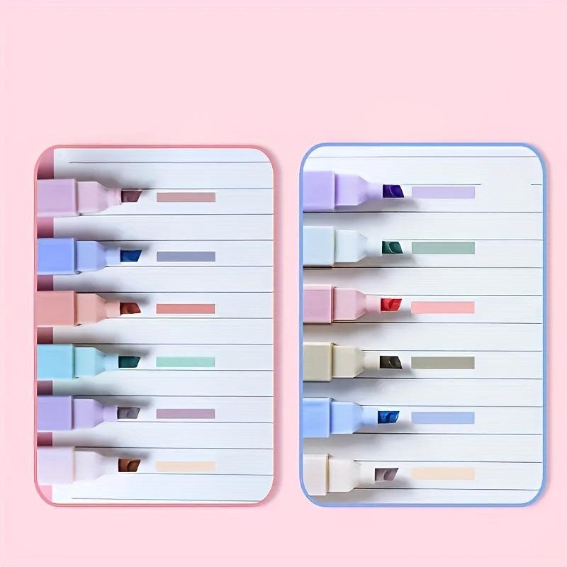 6pcs Vibrant Highlighters Morandi Marker Pen Office School Supplies