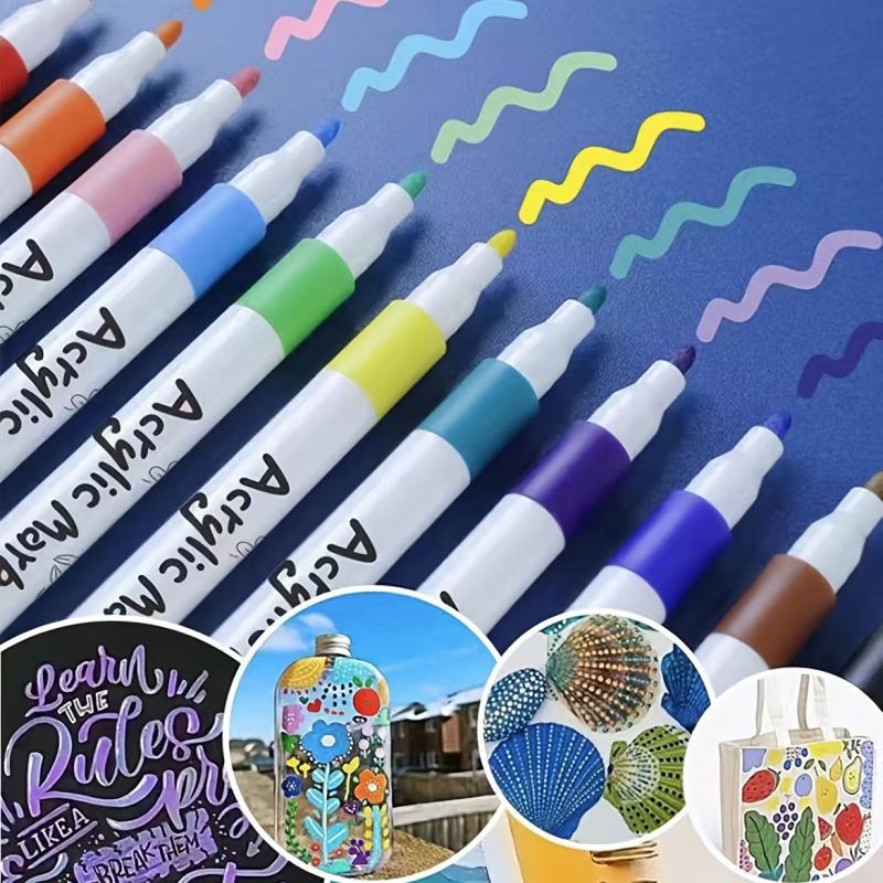 24pcs Acrylic Marker Pen Water-based Quick Drying Cotton Core Acrylic Pen