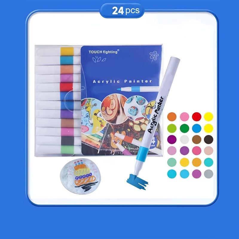 24pcs Acrylic Marker Pen Water-based Quick Drying Cotton Core Acrylic Pen