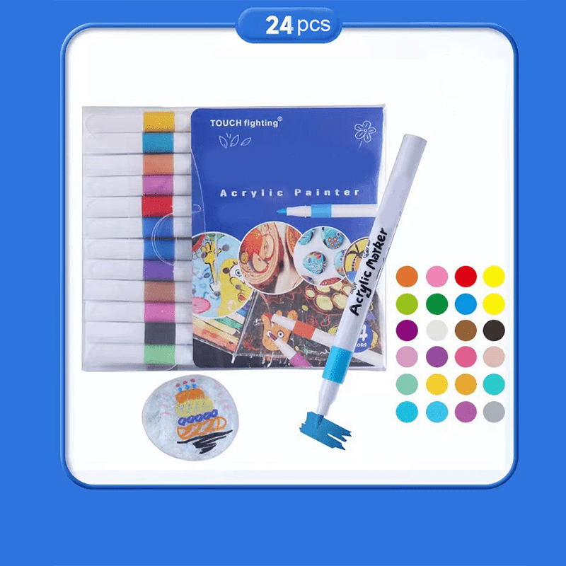 24pcs Acrylic Marker Pen Water-based Quick Drying Cotton Core Acrylic Pen