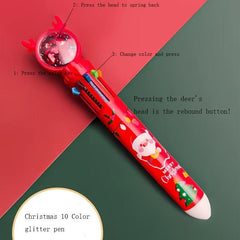 3pcs Christmas Ballpoint Pens Multicolor Retractable 10 In 1