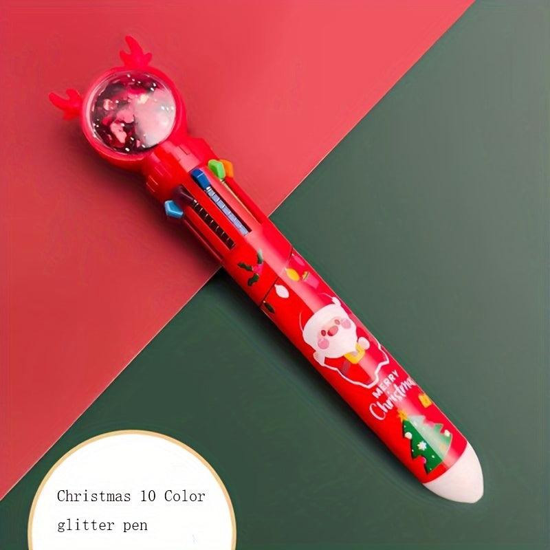 3pcs Christmas Ballpoint Pens Multicolor Retractable 10 In 1