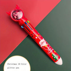 3pcs Christmas Ballpoint Pens Multicolor Retractable 10 In 1