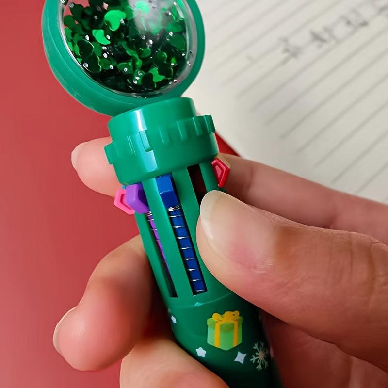 3pcs Christmas Ballpoint Pens Multicolor Retractable 10 In 1