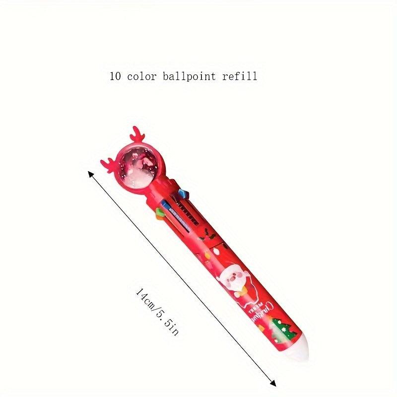 3pcs Christmas Ballpoint Pens Multicolor Retractable 10 In 1