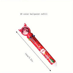 3pcs Christmas Ballpoint Pens Multicolor Retractable 10 In 1