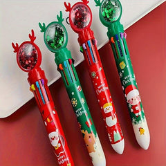 3pcs Christmas Ballpoint Pens Multicolor Retractable 10 In 1
