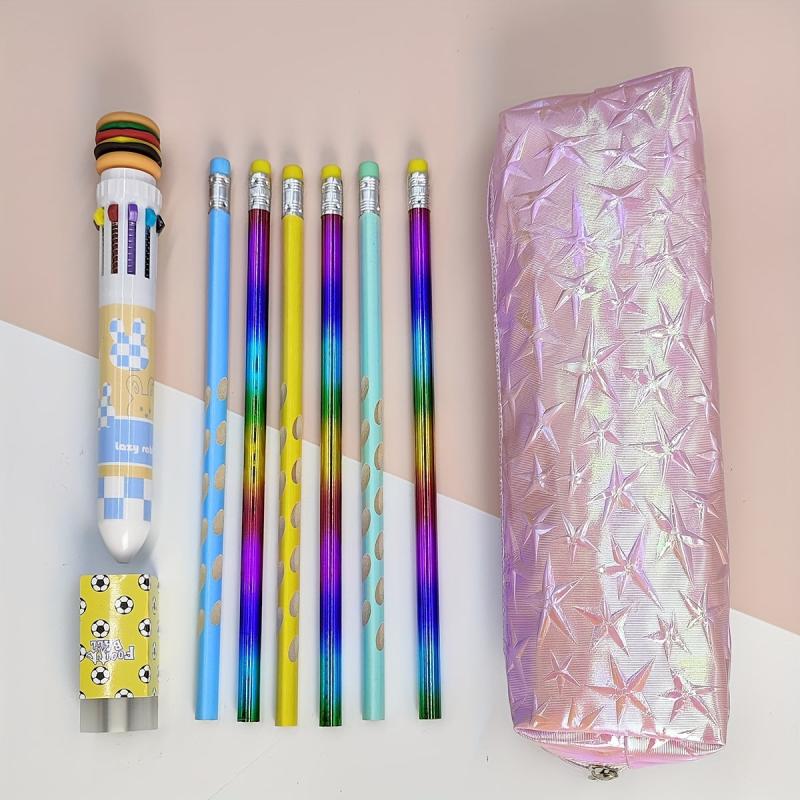 Pink Stationery Pencil Bag 9pcs Set for Kids