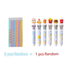 Pink Stationery Pencil Bag 9pcs Set for Kids