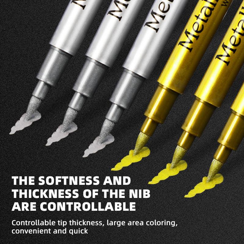 3pcs Metallic Marker Pen Set Golden Silvery Permanent Art Markers for Crafts