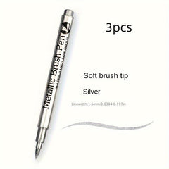 3pcs Metallic Marker Pen Set Golden Silvery Permanent Art Markers for Crafts