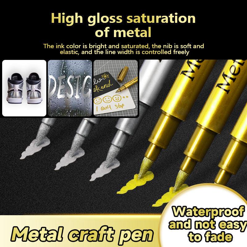 3pcs Metallic Marker Pen Set Golden Silvery Permanent Art Markers for Crafts