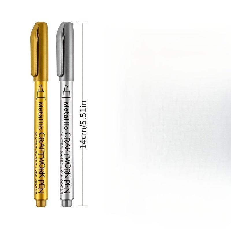 3pcs Metallic Marker Pen Set Golden Silvery Permanent Art Markers for Crafts