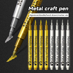 3pcs Metallic Marker Pen Set Golden Silvery Permanent Art Markers for Crafts