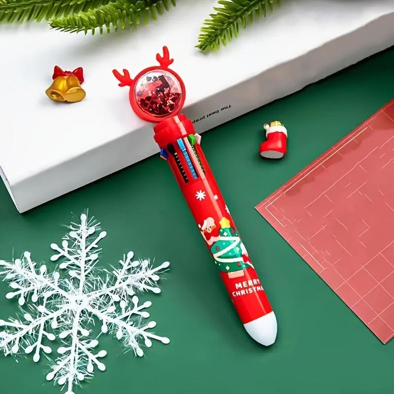 Christmas 10 Retractable Ballpoint Pen Push type Ballpoint Pen Office Supplies
