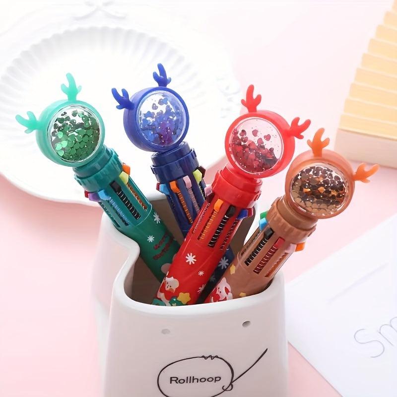 Christmas 10 Retractable Ballpoint Pen Push type Ballpoint Pen Office Supplies