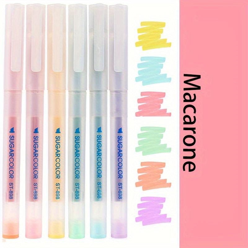 6pcs Macaron Fluorescent Marker Pens Set for Notes