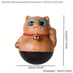 Golden Silk Nanmu Sandalwood Fortune Cat Tumbler Tabletop Decor