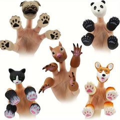 Set of Animal Finger Puppets Panda Squirrel Cat Shiba Inu Pug