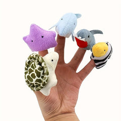 Marine Animals Finger Puppets Set - Soft Velvet Toddlers Toy