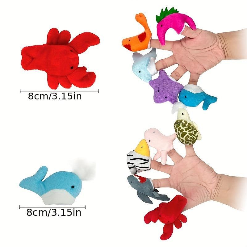 Marine Animals Finger Puppets Set - Soft Velvet Toddlers Toy