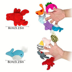 Marine Animals Finger Puppets Set - Soft Velvet Toddlers Toy