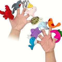 Marine Animals Finger Puppets Set - Soft Velvet Toddlers Toy