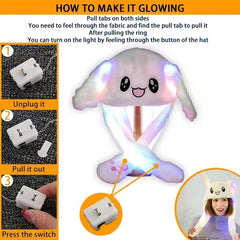 LED Glowing Plush Moving Rabbit Hat Funny Bunny Cap Cosplay Party Holiday Hat