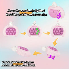 Rabbit Pop Fidget Game Quick Push Bubble Toy Pop It Pro Light Up Game