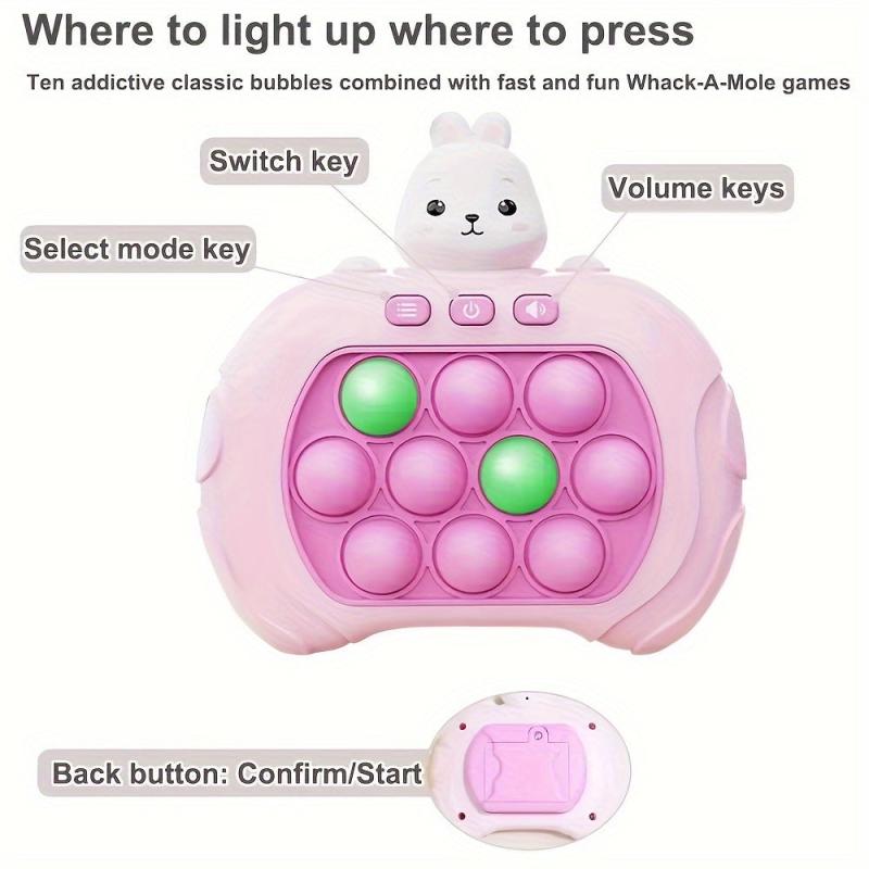 Rabbit Pop Fidget Game Quick Push Bubble Toy Pop It Pro Light Up Game