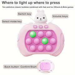 Rabbit Pop Fidget Game Quick Push Bubble Toy Pop It Pro Light Up Game