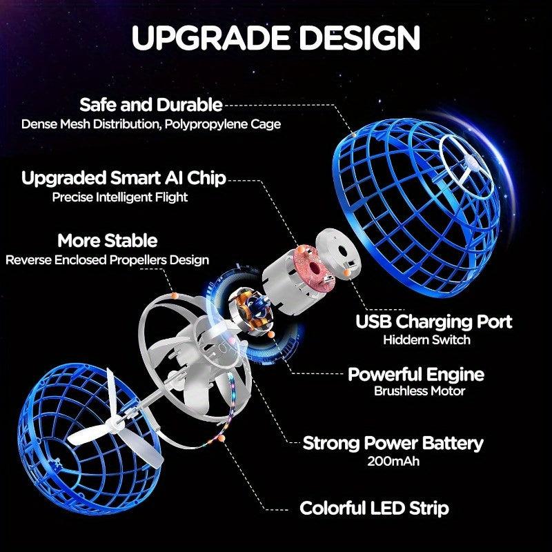 Flying Ball Toy with LED Light Fidget Spinner Mini Drone Toy