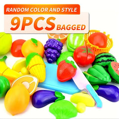 24pcs Reusable Kitchen Toys Fruits & Vegetables Cutting Set For Kids