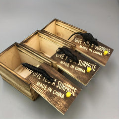April Fool's Gift Scare Tricky Toy Simulation Spider Wooden Box