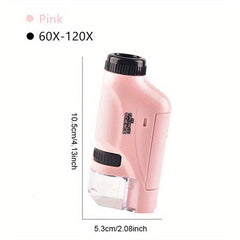 Mini Pocket Microscope Kit 60 120x Handheld Microscope With LED Light