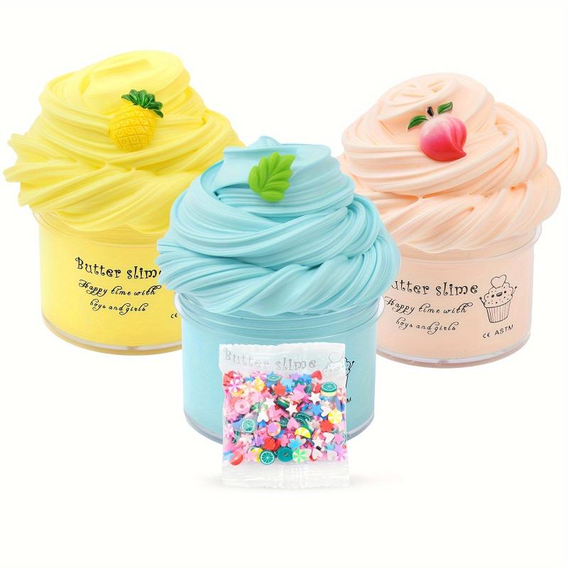 Non Sticky Yellow Apricot Cyan Slime Set Soft and Fun DIY Toy